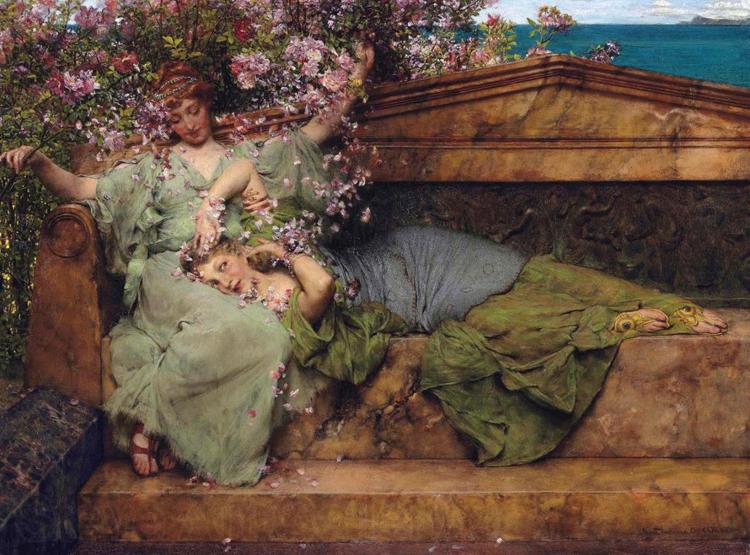 Alma-Tadema, Sir Lawrence In a Rose Garden (mk23) Spain oil painting art